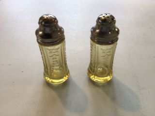 Vintage Yellow Amber Depression Glass Salt And Pepper Shakers
