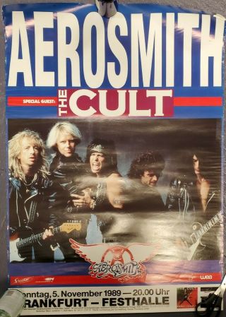 Aerosmith/the Cult - 1989 German Concert Poster 33 " ×23 " Rare