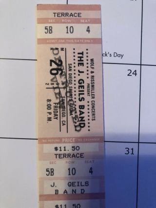 1982 U2 The J.  Geils Band San Diego Concert Ticket Stub October Tour Boy War