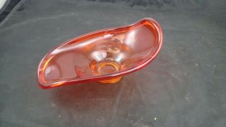 Vintage Mid Century Modern Orange Art Glass Dish Vase
