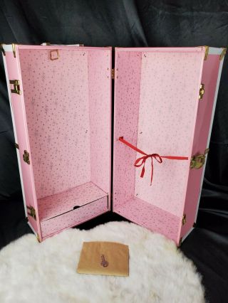Vintage Pink Metal Doll Trunk Case American Girl Size W/ Lock & Key 21 " Atco Mcm