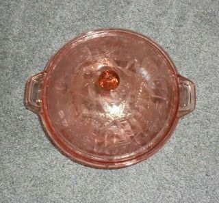 Vintage Pink Floral Poinsettia Depression Glass Covered Vegetable Dish 1920s