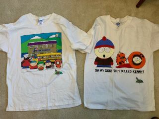 2 Vintage 90s South Park T - Shirts Size Large Kenny Stan Cartman Chef Kyle