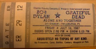 1987 GRATEFUL DEAD Bob Dylan JFK Philadelphia PA Mail Order Concert TICKET Stub 2