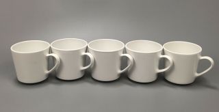 Set Of 5 Vintage White Glass Centura By Corning Coffee Mugs Tea Cups