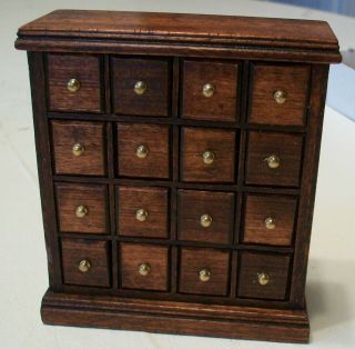 Vtg Dollhouse Artisan Michael Mortimer 16th Century Oak Spice Cabinet 1 "