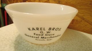 Old Federal Glass Mixing Bowl Karel Bros.  Howells Nebraska