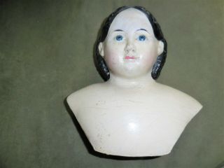 Very Large Greiner Paper Mache Shoulder Head Doll 1858 U.  S.  A.