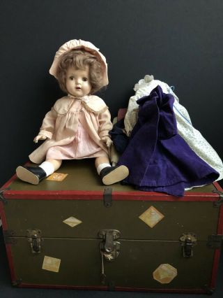 20” Madame Alexander Composition Princess Elizabeth Doll With Trunk And Outfits
