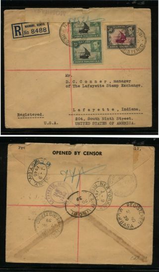 Kenya Large Registered Censor Cover To Us Stamp Dealer Ms0708