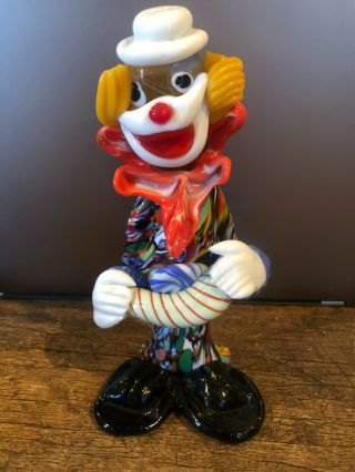 Vintage Murano Glass Clown Figurine Accordion Hand Blown 7.  75 Inches