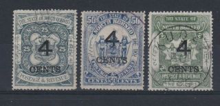 North Borneo 1899 4c Surcharges On 25c,  50c And $2