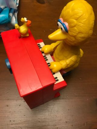 Vintage Sesame Street Big Bird Windup Toy Playing The Piano