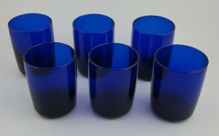 Vintage Libbey Cobalt Blue Tumblers Set Of Six 8 Oz Glasses