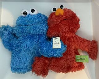 Gund Cookie Monster And Elmo Hand Puppet 10 "