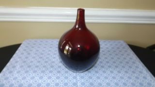 Vintage Art Glass Vase Deep Red Color