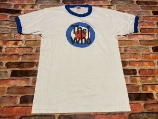 2007 The Who T - Shirt Size M Ringer Tee Style Alstyle Apparel White Blue