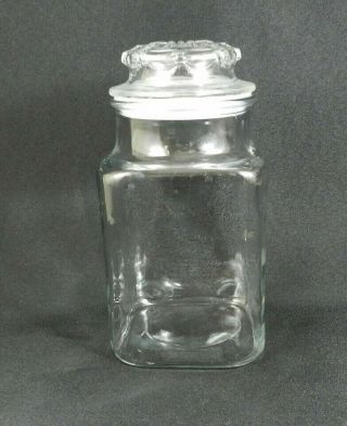 Anchor Hocking Apothecary Storage Jar Square Clear Glass Stopper Lid 9 - 1/4 " H