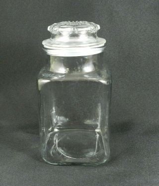 Anchor Hocking Apothecary Storage Jar Square Clear Glass Stopper Lid 9 - 1/4 