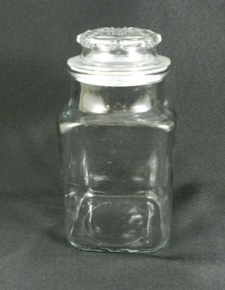 Anchor Hocking Apothecary Storage Jar Square Clear Glass Stopper Lid 9 - 1/4 