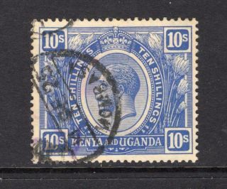 Kenya,  Uganda & Tanganyika 1922 Kgv 10 Shillings - - Sc 36 Cats $77.  50