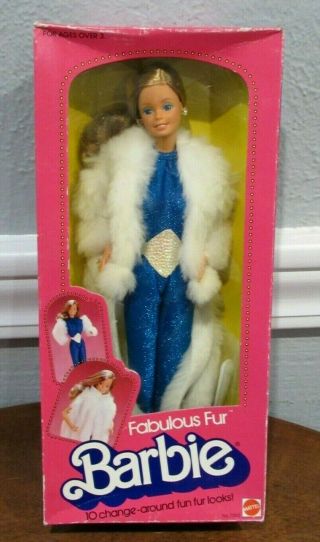 Vintage 1983 Superstar Era " Fabulous Fur " Barbie Doll - Nrfb - 7093 -