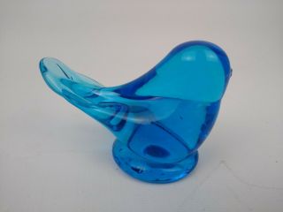 Leo Ward Signed Bluebird Of Happiness Glass Bird Paperweight Figurine 1991