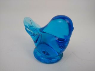 LEO WARD Signed Bluebird of Happiness Glass Bird Paperweight Figurine 1991 2