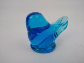 LEO WARD Signed Bluebird of Happiness Glass Bird Paperweight Figurine 1991 3