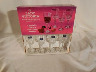 Set Of 4 Vintage Lady Victoria Crystal Cordial Glasses Chantelle Pattern 2 Oz