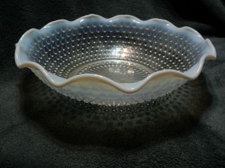 Vintage Hobnob Hobnail Clear And Milk White Bowl - Dish With Handles