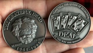 Grateful Dead Coin Golf Ball Mark Dealer Jerry Garcia Poker Chip Antique Silver