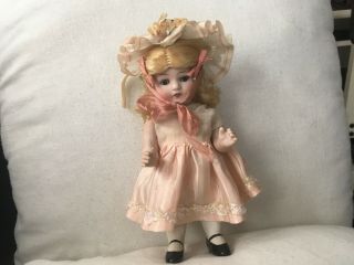 Antique German Goebel? 7” All Bisque Sleep Eye Jtd.  Dollhouse Mignonette Doll