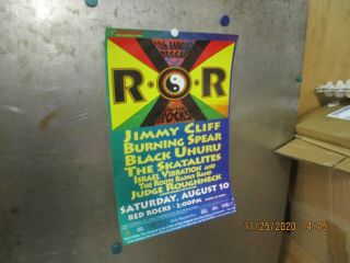 Reggae On The Rocks 1998 Show Poster Red Rocks Jimmy Cliff Burning Spear Jah