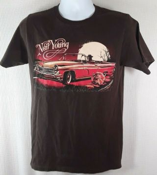 Neil Young Concert Tour T Shirt Sz S Or M Brown Lincoln Continental Car 2009