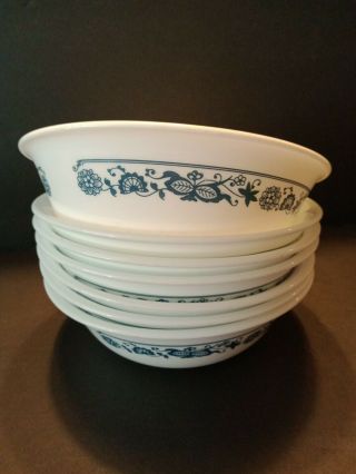 (7) Corning Corelle Old Town Blue 6 - 1/4 " Cereal Soup Bowls