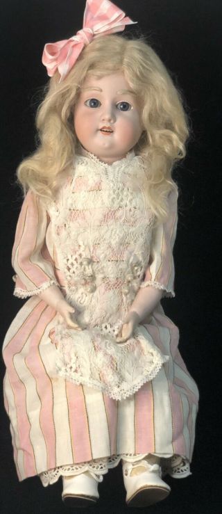 Antique 21” Doll Armand Marseille Germany Floradora Fur Eyebrows Leather Body