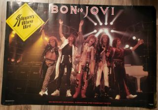Vintage Rock Poster Bon Jovi 36x24 " Slippery When Wet 1986 Tour Live