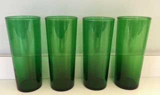 Forest Green Tall Flat Tumblers - Set Of Four (4) - Vintage