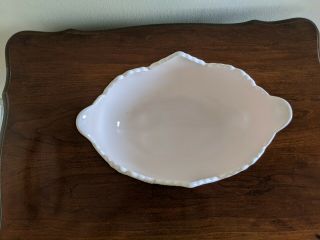 Jeanette Glass Co.  Vintage Shell Pink Milk Glass Footed Fruit Bowl 1950 ' s 2