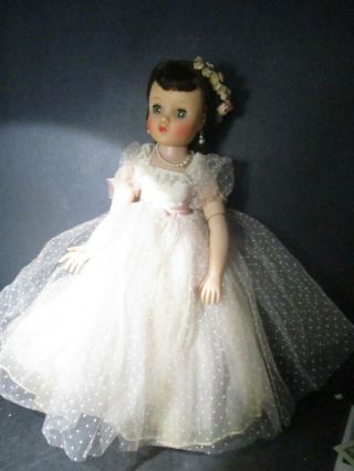 1950s Madame Alexander Doll Elise Bride Brunette Hair Pink Dress S856 Pd