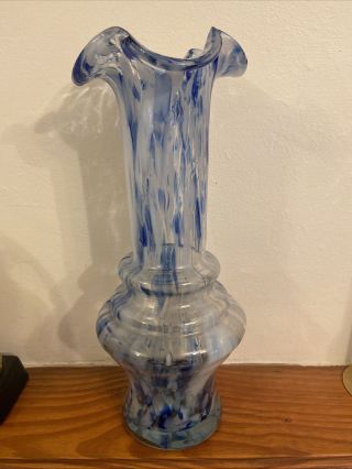Vintage Retro Murano Splatter Glass Vase Large 31 Cm Tall