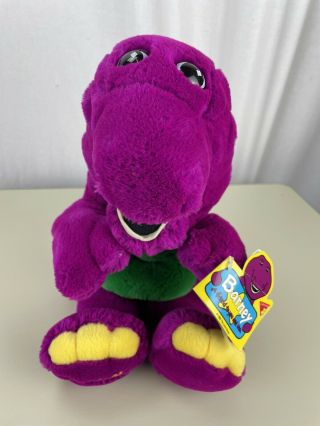Vintage 1992 Dakin Barney The Purple Dinosaur Soft Plush Hand Puppet 15”