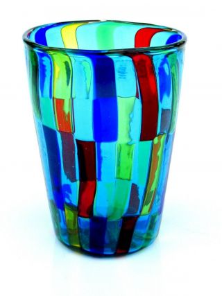 Signed By Ballarin Murano Art Glass Pezzato Mazzega Design Vase Label