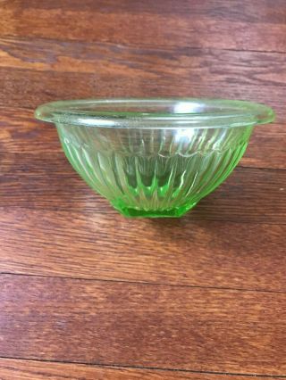 Vintage Depression Era Green Uranium Vaseline Glass Mixing Bowl