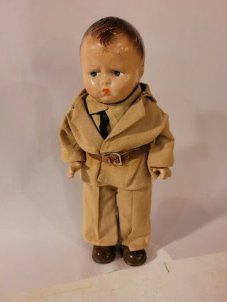 Rare Vintage Effanbee Grumpy Composition Doll 1940s Wwii Army Uniform
