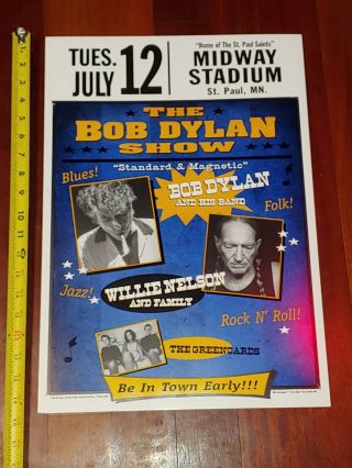 Bob Dylan Willie Nelson Concert Poster Midway Stadium St Paul Minnesota Mn