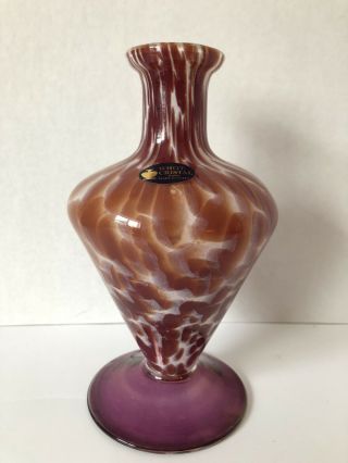 Murano Vintage Vase White Cristal Hand Made In Italy 7” Tall