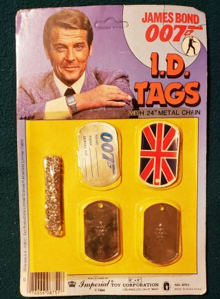 James Bond Rare I.  D.  Tags Set Imperial Toys 1984