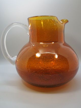 Artland Iris Amber Hand Blown Glass 78 Oz Pitcher with Applied Clear Handle 2